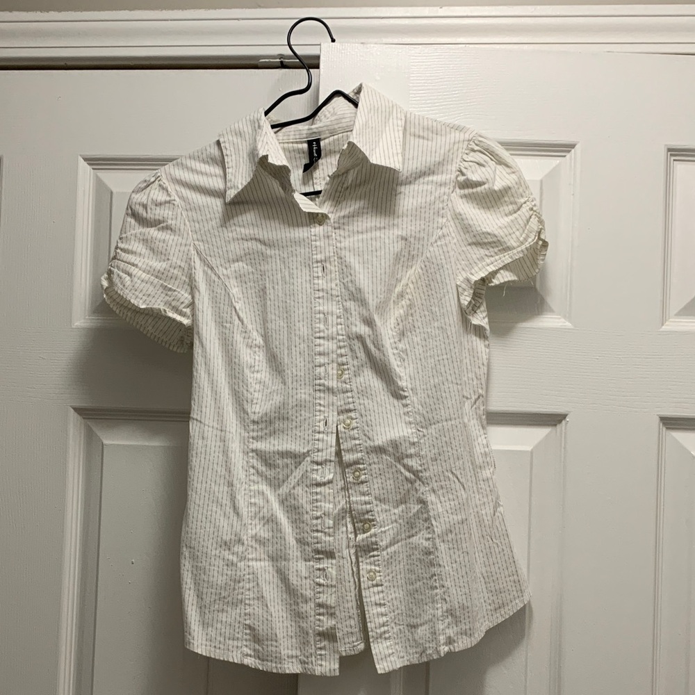 Heart Soul White Striped Blouse
